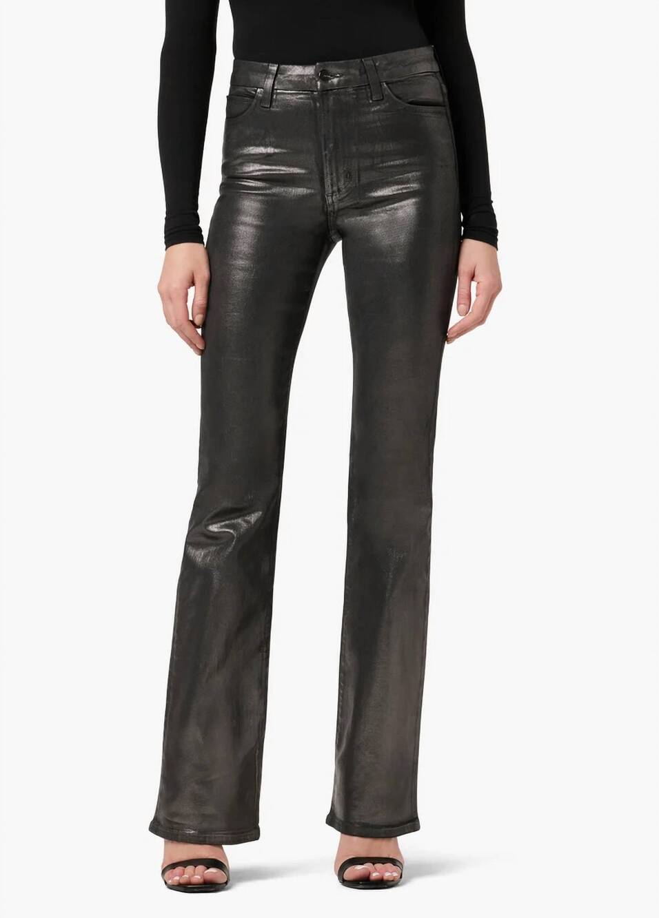 NEW JOE'S JEANS hi honey curvy bootcut coated jeans in gunmetal